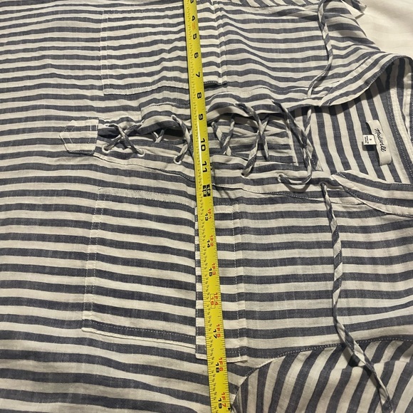 MADEWELL Blue Striped Terrace Lace Up Top - Picture 6 of 6